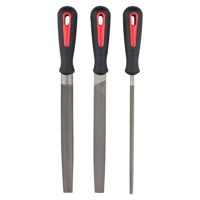 Alpha Tools Feilen-Set (3-tlg., Geeignet für: Metall, Hieb: 2/Mittel, Länge Feilenblatt: 200 mm)