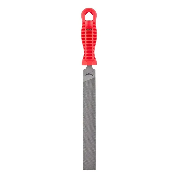 Wisent Handyfeile - Hieb: 2/Mittel, Länge Feilenblatt: 200 mm - Flachfeile mit rotem Griff. Ideal zum Entgraten, Schärfen und Glätten von Oberflächen in Werkstatt oder Hobbybereich.