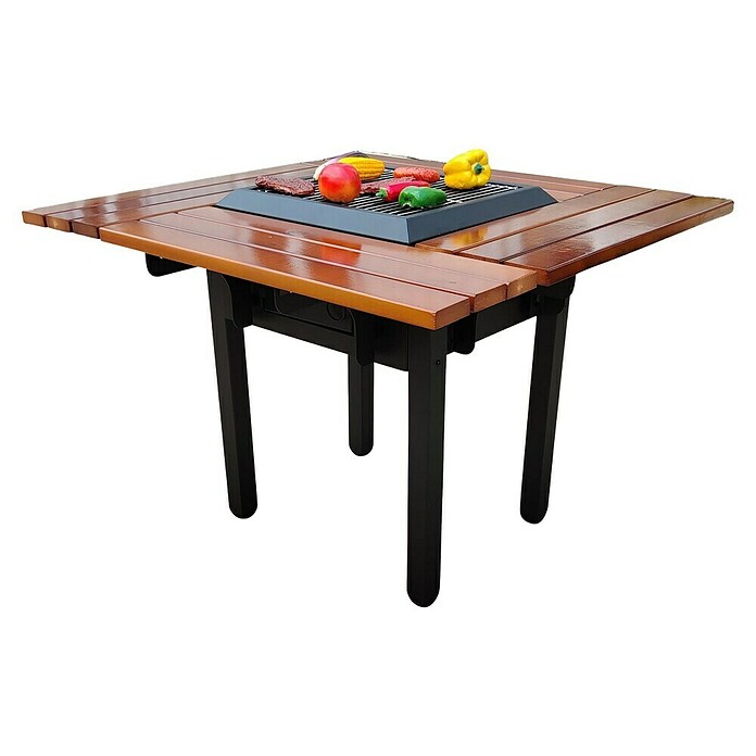 Purline Holzkohlegrill mit EFP54-Tabelle (L x B: 100 x 100 cm, Stahl, Schwarz/Braun) | BAUHAUS