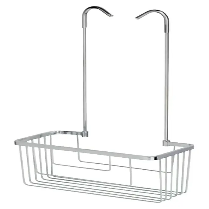 Bath Stage Cesta de baño B-750 - 12 x 25 x 43 cm, Cromo - Cesta de ducha cromada con dos ganchos para colgar en la mampara, ofrece un almacenamiento práctico para champú y gel de ducha.