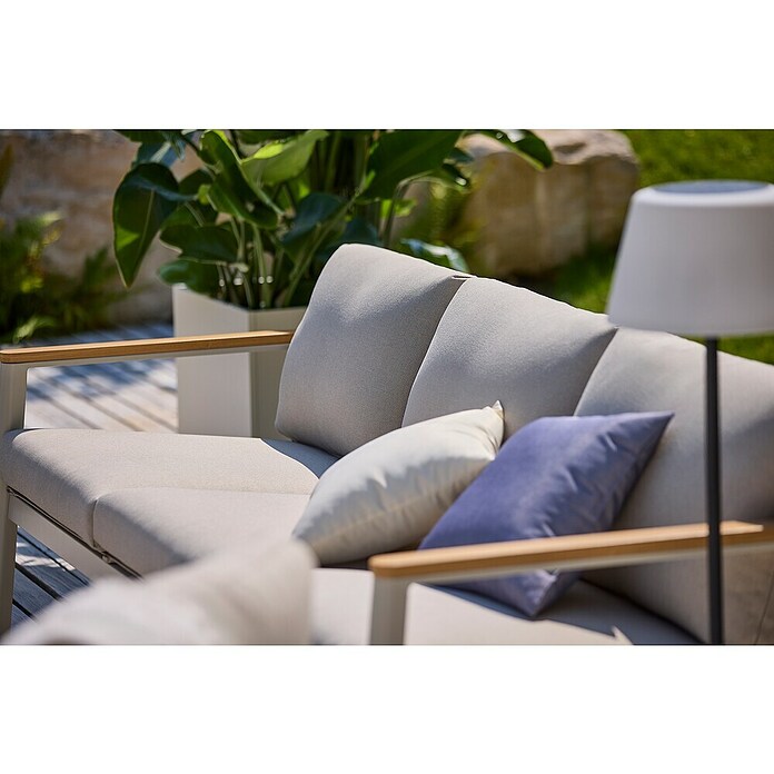 Sunfun Solo Loungesofa 3-Sitzer (B x T x H: 199 x 84,5 x 62,5 cm, Aluminium, Olefin, Light-Greige) | BAUHAUS