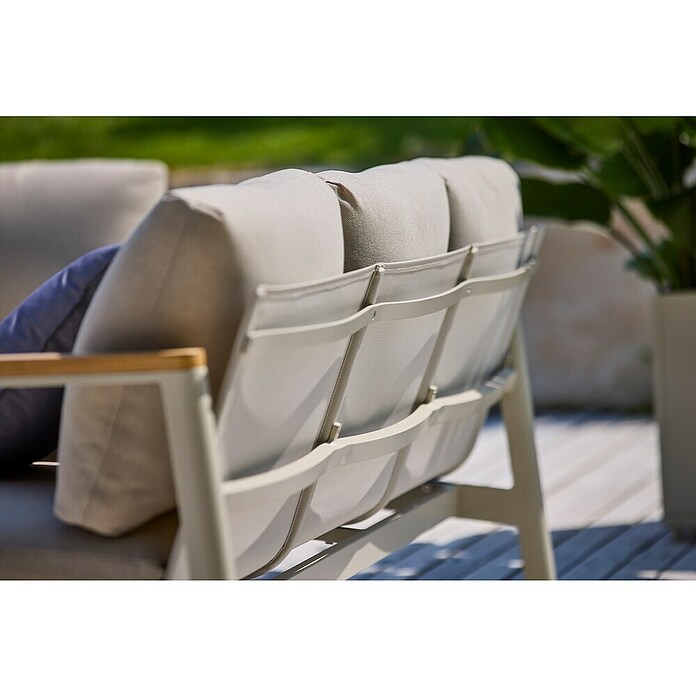 Sunfun Solo Loungesofa 3-Sitzer (B x T x H: 199 x 84,5 x 62,5 cm, Aluminium, Olefin, Light-Greige) | BAUHAUS