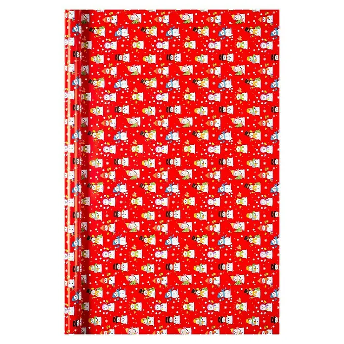 Duni Geschenkpapier - 70 x 200 cm, Papier, Christmas Time - Rolle rotes Geschenkpapier mit Schneemännern. Das Papier ist ideal zum Verpacken von Weihnachtsgeschenken und festlichen Anlässen.