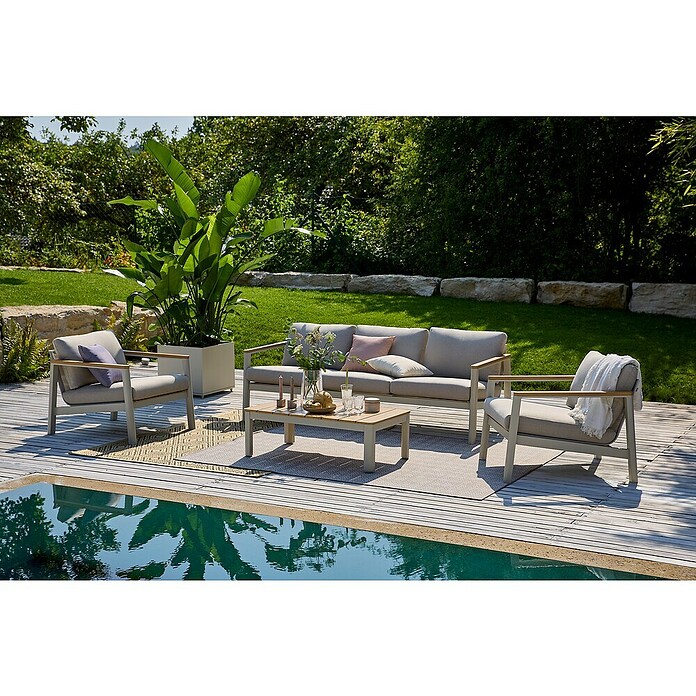 Sunfun Solo Loungemöbel-Set I (4 -tlg., Aluminium, Olefin, Light-Greige) | BAUHAUS