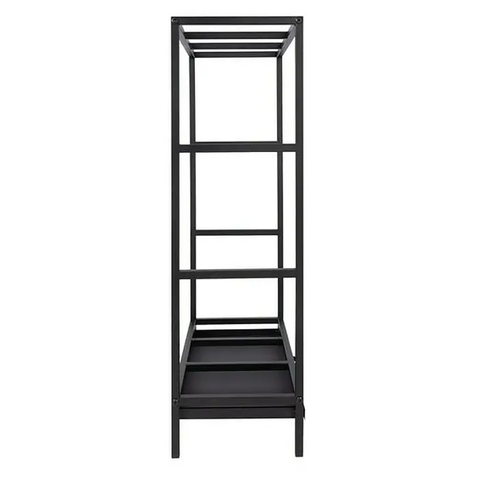 Floordirekt Kaminholzregal Chios Schwarz 50 x 25 x 80 cm - Metall, Schwarz - Schwarzes Pflanzenregal mit mehreren Regalböden zur stilvollen Präsentation von Pflanzen und Dekorationen. Robust und modern.