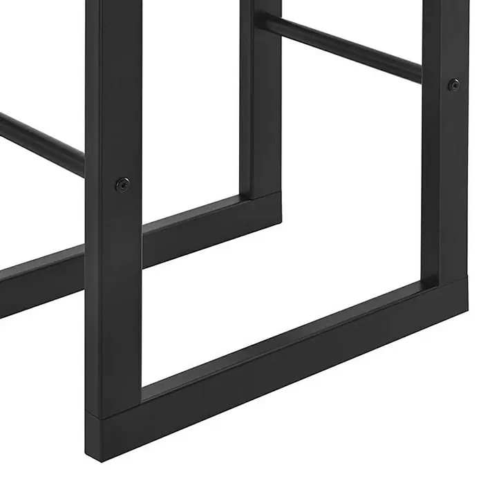 Floordirekt Kaminholzregal Kreta 100 x 25 x 100 cm - Metall, Schwarz - Detailaufnahme eines modernen schwarzen Metalltischgestells, das Stabilität und minimalistisches Design vereint.\n