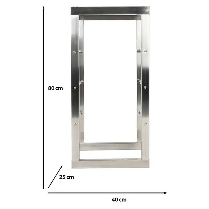 Floordirekt Kaminholzregal Chios Silber 40 x 25 x 80 cm - Metall, Silber - Silbernes Metallgestell mit den Maßen 80x40x25 cm. Es ist ideal für den Einsatz als stabiles Untergestell für verschiedene Anwendungen.
