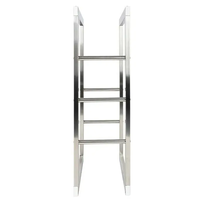 Floordirekt Kaminholzregal Chios Silber 40 x 25 x 80 cm - Metall, Silber - Freistehender, silberfarbener Handtuchhalter mit vier Stangen zur Aufbewahrung von Handtüchern im Badezimmer.