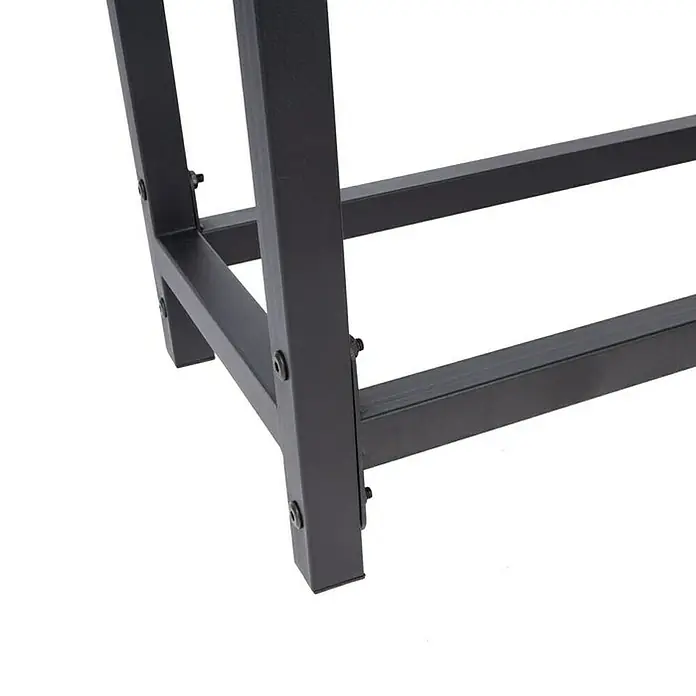 Floordirekt Kaminholzregal Lesbos 60 x 25 x 61 cm - Metall, Schwarz - Nahaufnahme des Metallrahmens eines Tisches, der Stabilität und modernes Design vereint. Ideal für verschiedene Einrichtungsstile.