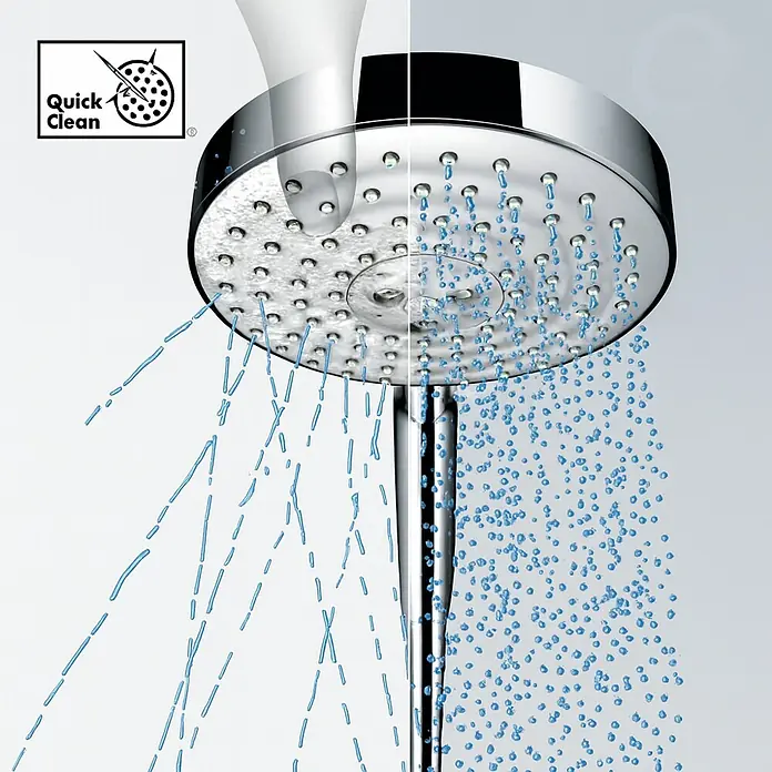 Hansgrohe Crometta Sistema de ducha Crometta S Showerpipe 240 - Con grifo monomando, Número de tipos de chorro: 2 ud., Cromo - Cabezal de ducha con tecnología Quick Clean que elimina fácilmente los depósitos de cal para una experiencia de ducha óptima.