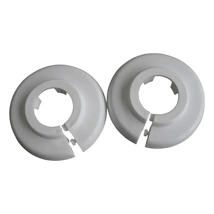 Klapprosetten - 18 mm, Weiß, 2 Stk. - Zwei weiße Heizkörperrosetten zum nachträglichen Anbringen um Heizungsrohre. Praktisches Zubehör für ein sauberes Erscheinungsbild.