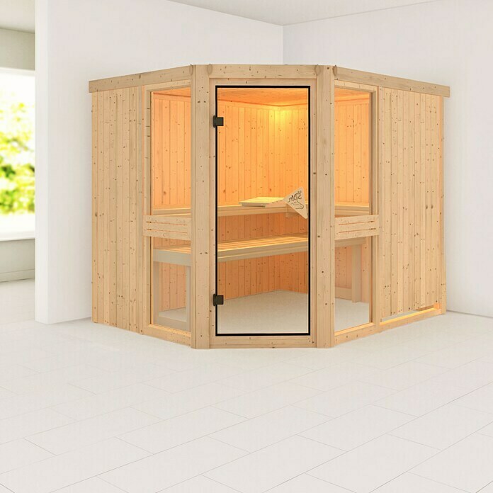 Karibu Elementsauna Amelia 3 (Ohne Ofen, Ohne Dachkranz, L x B x H: 231 x 196 x 192 cm)