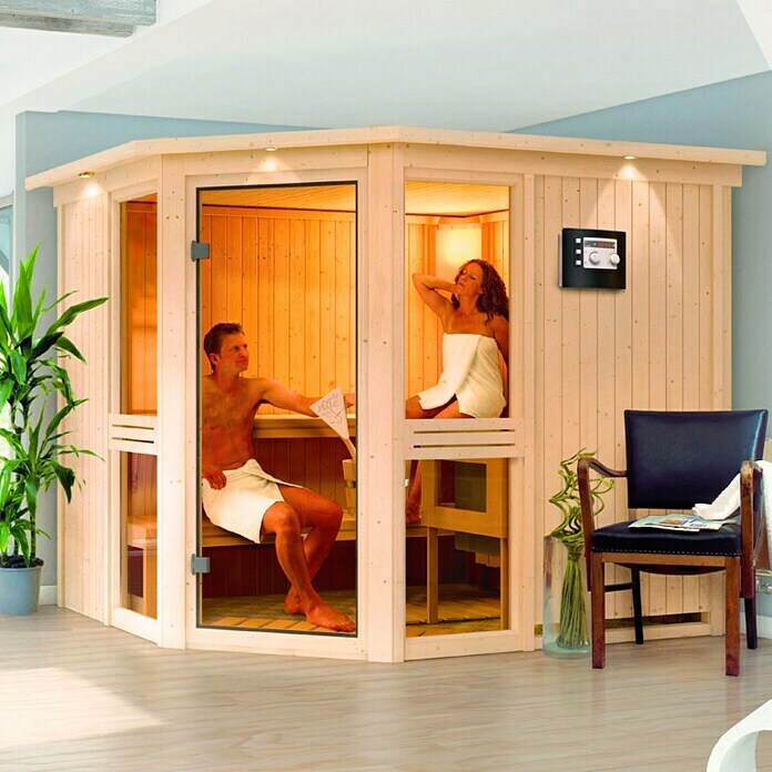 Karibu Systemsauna (Ohne Ofen, Ohne Dachkranz, 196 x 231 x 198 cm)