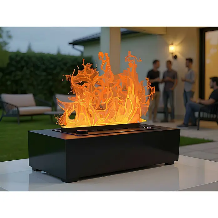 Purline Chimenea eléctrica Firecool B - Negro, 60 W, 18 x 35 x 14,6 cm - Chimenea de mesa con un diseño moderno. La chimenea de bioetanol crea un gran ambiente y encaja perfectamente con cualquier decoración de jardín.