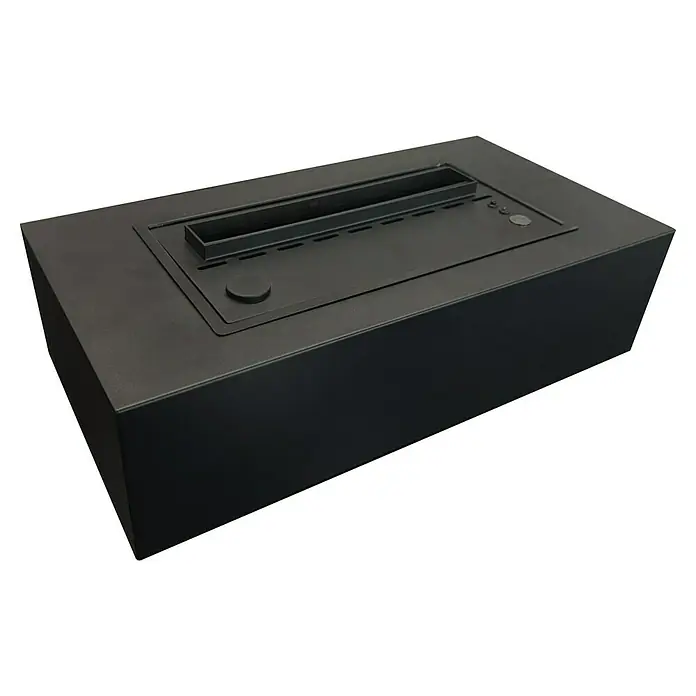 Purline Chimenea eléctrica Firecool B - Negro, 60 W, 18 x 35 x 14,6 cm - Inserto de chimenea de bioetanol negro para un calor atmosférico. El cuerpo de la chimenea es rectangular y tiene una cámara de combustión.