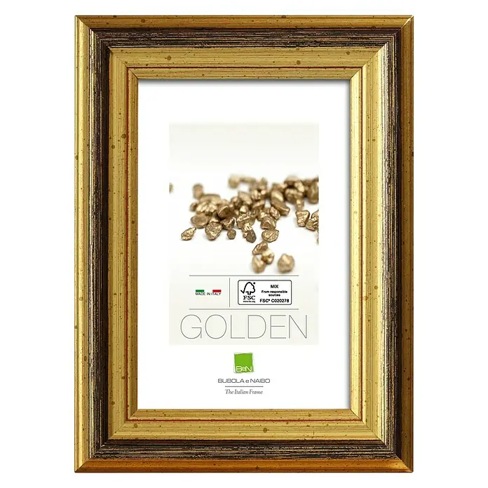 Bubola & Naibo Holzrahmen 2490 - 20 x 30 cm, Gold - Ein goldener Bilderrahmen der Marke Bubola e Naibo, der "The Italian Frame" genannt wird, um ein schönes Bild an die Wand zu hängen.