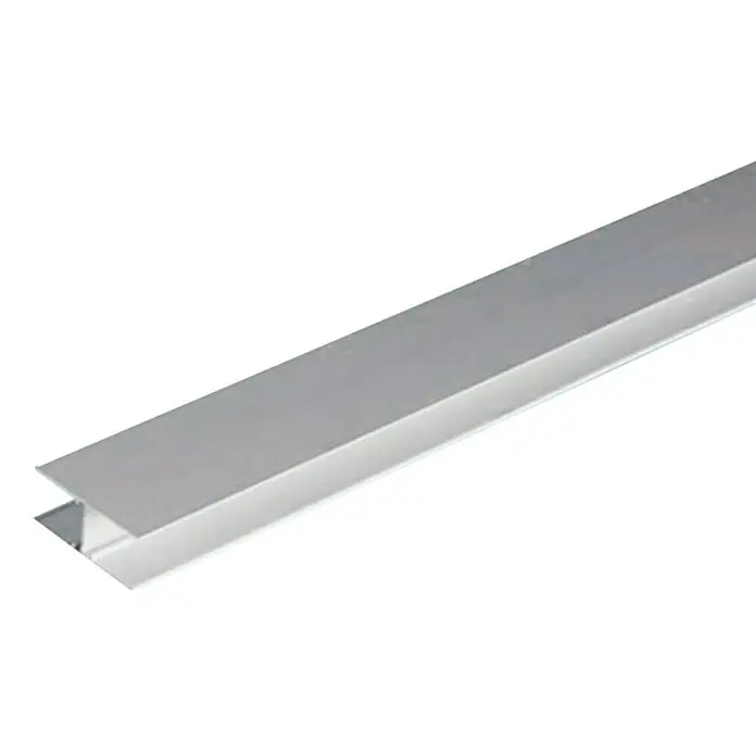 H-Verbindungsprofil - L x H: 200 cm x 16 mm, Geeignet für: Stegplatten, Aluminium - Silbernes H-Profil für vielfältige Anwendungen im Bau- und Konstruktionsbereich, ideal für Verbindungen und Rahmen.