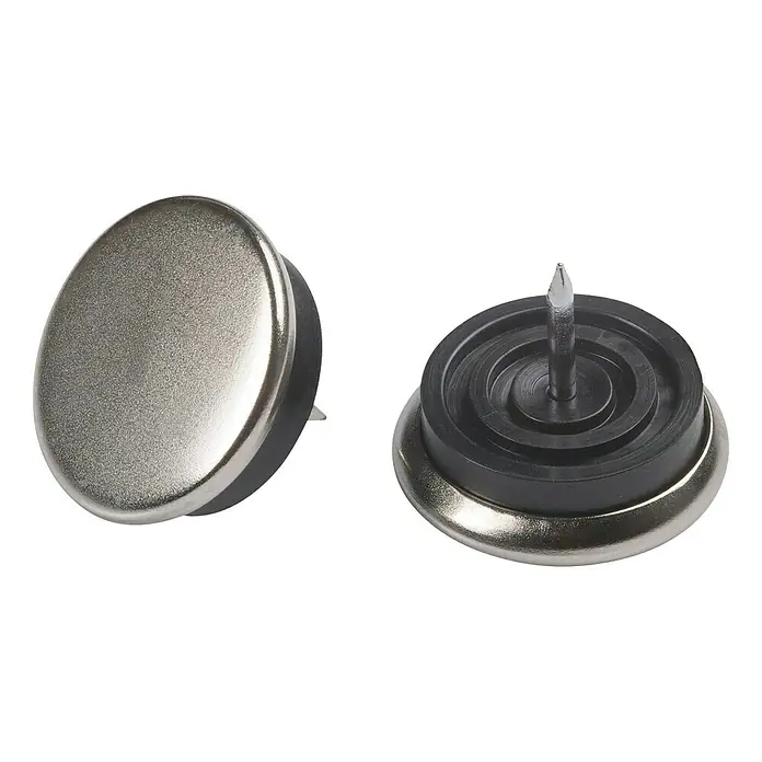 Stabilit Stahl-Gleiter30 mm, 12 Stk., Mit Stift - Zwei Möbelgleiter mit Nagel und Metallbeschichtung. Zum Schutz von Böden vor Kratzern.