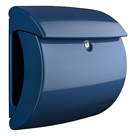 Burg-Wächter Wandbriefkasten Piano 886 (L x B x H: 38 x 17,8 x 40 cm, Marineblau, Kunststoff, Zeitungsfach)