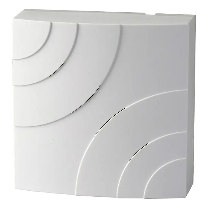 Heidemann Mehrklang-Gong Quarter - L x B x H: 45 x 116 x 116 mm, 85 dB, Weiß, Kunststoff - Weiße, quadratische Klingel mit einem modernen, konzentrischen Kreismuster. Die Klingel ist schlicht und elegant designt.