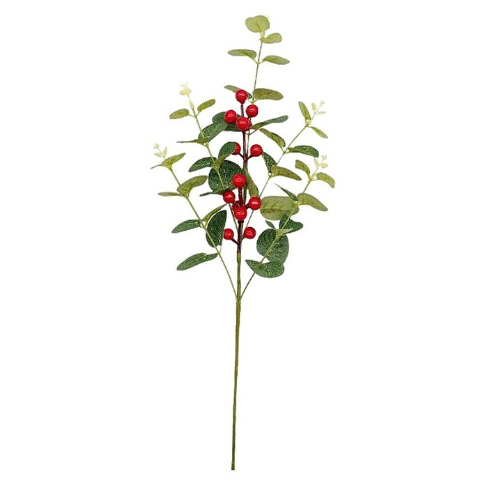 Okrasna vejica evkaliptusa z jagodičevjem  (Zelena, Rdeča, Plastika, 55 cm) | 8496 - Weihnachten Deko | IDDP - Weihnachten | IDD - Trendy | ID - Trendy | I - Stadtgarten | BAUHAUS