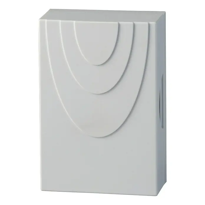 Heidemann 2-Klang-Gong Solo - 38 x 80 x 119 mm, 82 dB, Weiß, Kunststoff - Ein weißer, rechteckiger Gong mit gewölbten Linienmuster. Geeignet für jeden Eingangsbereich und stilvolle akustische Signale.
