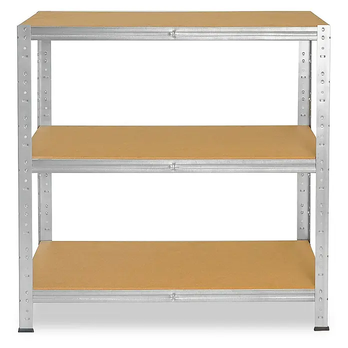 shelfplaza Schwerlastregal HOME - H x B x T: 100 x 100 x 23 cm, Traglast pro Boden: 175 kg, Stecken, verzinkt - Ein stabiles Metallregal mit drei Regalböden aus Holz, ideal für Lagerung und Ordnung in Werkstatt oder Keller. Praktisch und langlebig.