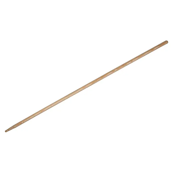 Gardol Gerätestiel - Mit Konus, 160 cm - Abgebildet ist ein Holzstiel. Der Stiel ist hellbraun und liegt diagonal auf einem weißen Untergrund. Er ist für Gartengeräte geeignet.