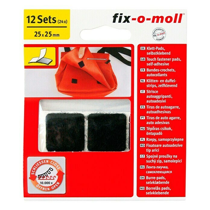 Fix-o-moll Klettpad25 x 25 mm, Schwarz, Selbstklebend, 12 Stk. View From Above