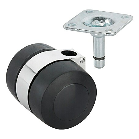 Stabilit Doppelrolle (Durchmesser Rollen: 35 mm, Traglast: 50 kg, Gleitlager, Mit Platte)