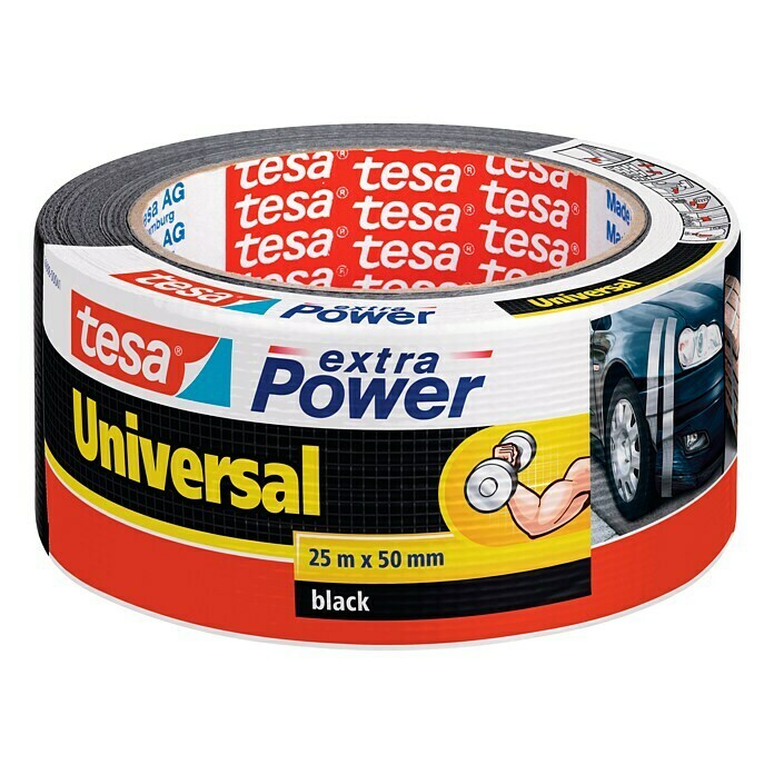 Tesa Extra Power Cinta adhesiva de papel universal (Negro, 25 m x 50 mm)