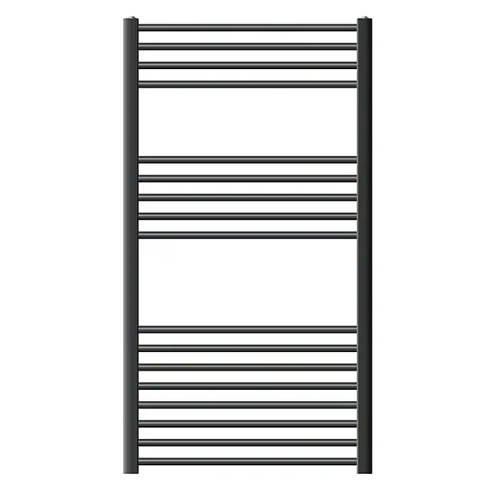 LuxeBath Badheizkörper Design Handtuchheizkörper Handtuchwärmer Seitenanschluss gerade 560 W - B x H: 75 x 120 cm, Anthrazit - Schwarzer Handtuchwärmer mit horizontalen Stäben. Praktisch & stilvoll im Bad.
