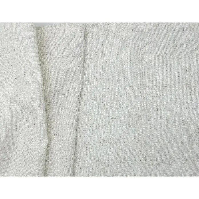Visillo para ventana Cinta Multifunción Boga - An x Al: 200 x 280 cm, 90% poliéster / 10% lino, Lino - Primer plano de tela de lino blanca con una textura y pliegues sutiles, ideal para ropa o textiles para el hogar.