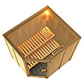 Karibu Systemsauna (Ohne Ofen, Ohne Dachkranz, Ganzglas Bronze, 170 x 196 x 198 cm)