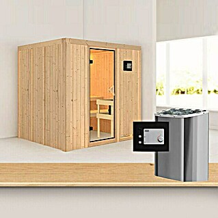 Karibu Elementsauna Daria (Mit 3,6 kW Ofen mit externer Steuerung, Ohne Dachkranz, L x B x H: 196 x 170 x 192 cm)