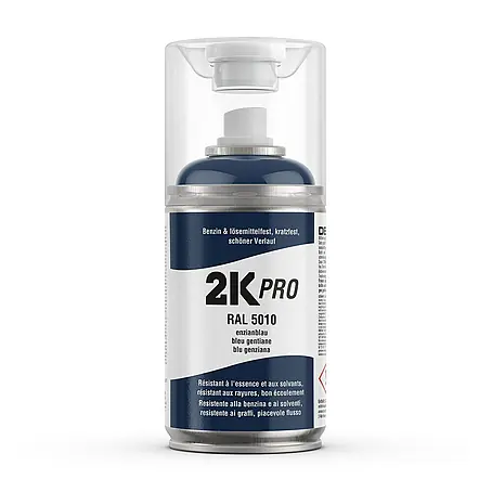 2K Pro  Farbspray 2 Komponenten Sprühfarbe 250ml RAL5010 Enzianblau Glanz