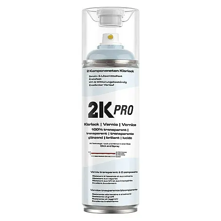 2K Pro  Farbspray 2 Komponenten Sprühfarbe 400ml Klarlack Hochglanz