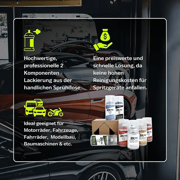 2K Pro Farbspray 2 Komponenten Sprühfarbe 250ml RAL7021 Chassisgrau Glanz - RAL7021 - Chassisgrau Glanz, Sprühdose - Produktbild von 2K Pro Lacken, die hochwertige, professionelle Lackierungen aus der Sprühdose für diverse Anwendungen ermöglichen.