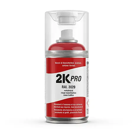 2K Pro  Farbspray 2 Komponenten Sprühfarbe 250ml RAL3020 Verkehrsrot Glanz