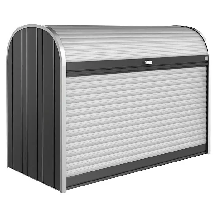 Biohort StoreMax Garten-Aufbewahrungsbox StoreMax 190 - Dunkelgrau Metallic, 190 x 97 x 136 cm, Stahl - Diagonale Ansicht