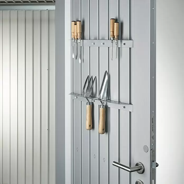 Biohort Werkzeughalter - Passend für: Biohort Gerätehaus AvantGarde, HighLine, Silber Metallic, 2 Stk. - Linke Seitenansicht