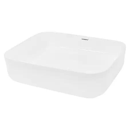 LuxeBath  Aufsatzwaschbecken Waschschale Eckig Weiß Spülbecken Aufsatzwaschtisch