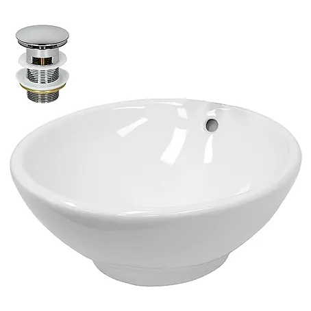 LuxeBath  Aufsatzwaschbecken Aufsatzwaschtisch Handwaschbecken inkl. Ablaufgarnitur mit Überlauf