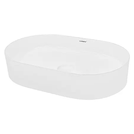LuxeBath  Aufsatzwaschbecken Aufsatzwaschtisch Waschschale Oval Weiß Spülbecken