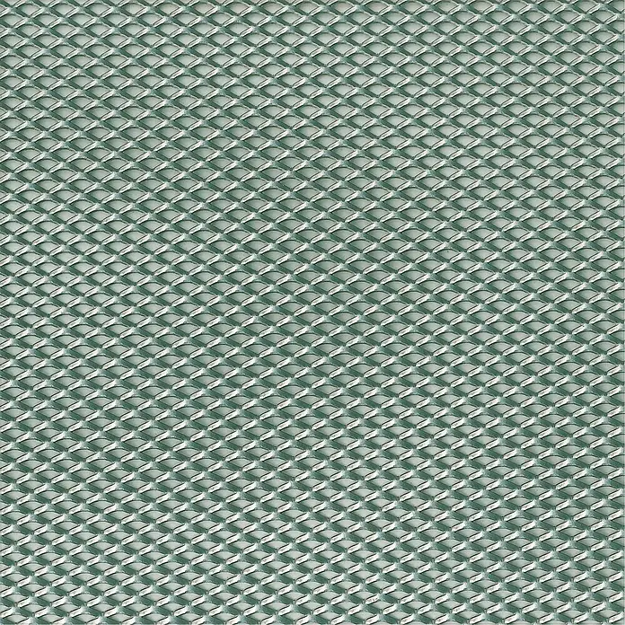 Kantoflex Streckmetall - L x B x S: 1.000 x 600 x 2,8 mm, Stahl, Unbehandelt, Maße Loch: 16 x 8 mm - Detailaufnahme einer grünen, dreidimensionalen Textur mit silbernen Akzenten, die ein wiederholtes, geometrisches Muster bildet.