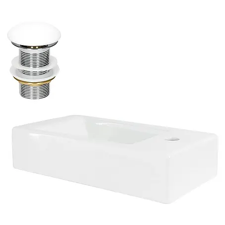 LuxeBath  Aufsatzwaschbecken Handwaschbecken Weiß inkl. Ablaufgarnitur ohne Überlauf