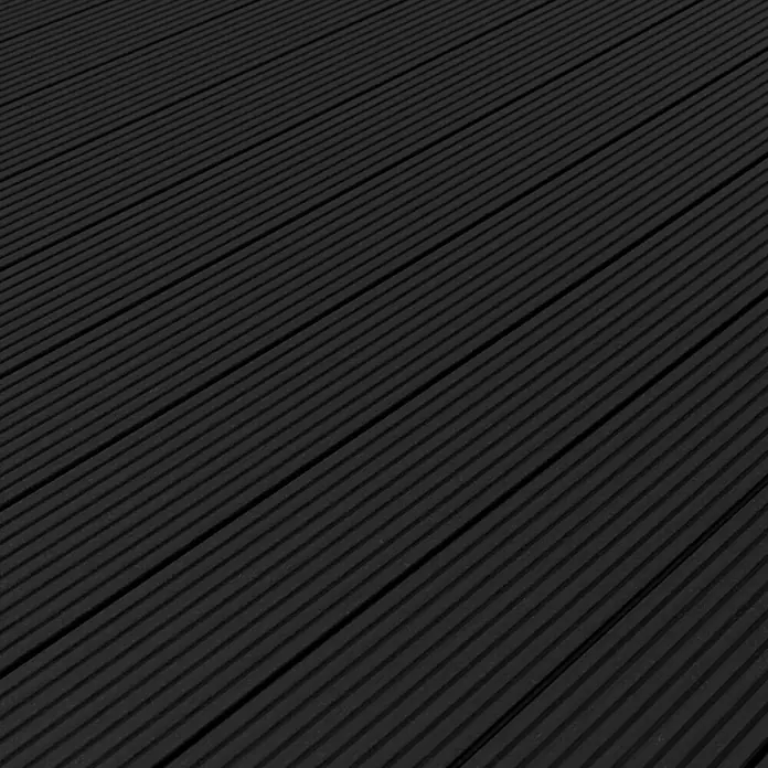 Kovalex WPC-Terrassendiele Exklusiv nach Maß - 410 x 14,5 x 2,6 cm, Anthrazit - Dunkle Terrassendielen aus WPC mit geriffelter Oberfläche. Das Material ist langlebig, pflegeleicht und wetterbeständig für den Außenbereich.