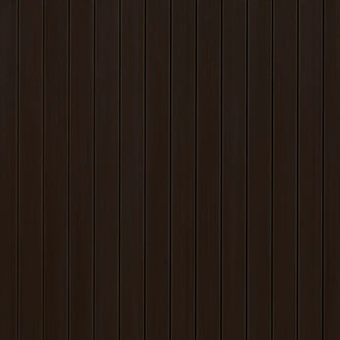 Kovalex WPC-Terrassendiele Massiv mit Struktur nach Maß - Kastanie, 330 x 14,5 x 2 cm - Dunkelbraune Holzpaneele mit feiner Maserung erzeugen eine warme, rustikale Atmosphäre. Ideal für Wandverkleidungen und Möbel.