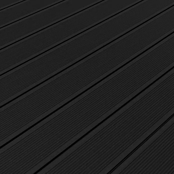 Kovalex WPC-Terrassendiele Exklusiv nach Maß - 410 x 14,5 x 2,6 cm, Anthrazit - Schwarze Terrassendielen aus WPC mit geriffelter Oberfläche für den Außenbereich. Robust und pflegeleicht.