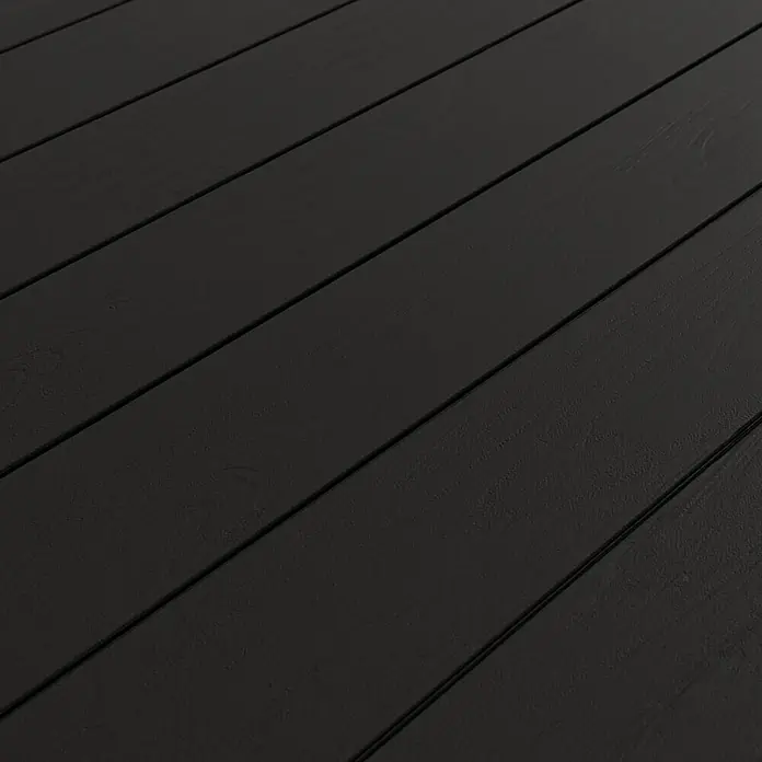 Kovalex WPC-Terrassendiele XL mit Struktur nach Maß - Graubraun, 390 x 19 x 2 cm - Schwarze Holzterrasse mit feiner Maserung, ideal für stilvolle Außenbereiche. Das dunkle Holz sorgt für einen modernen und eleganten Look.
